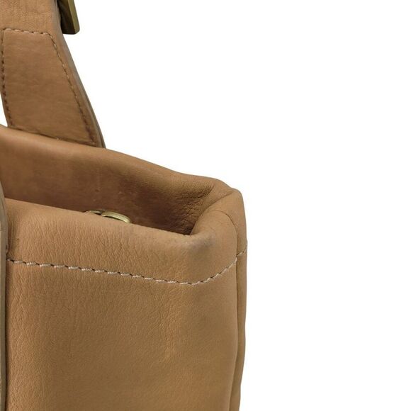 Stone Mountain Tan Genuine Leather Double Top Handle Handbag Buckle Neutral Boho - Picture 5 of 14